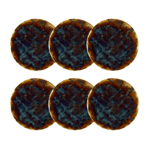 Lot de 6 assiettes plates en porcelaine marron 27cm VOLCANO