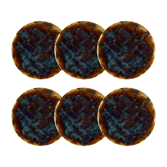 Lot de 6 assiettes plates en porcelaine marron 27cm VOLCANO