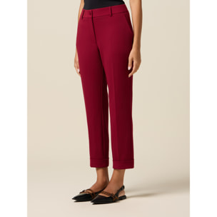 Oltre - Pantalones cropped de tejido crepé - Burgundy