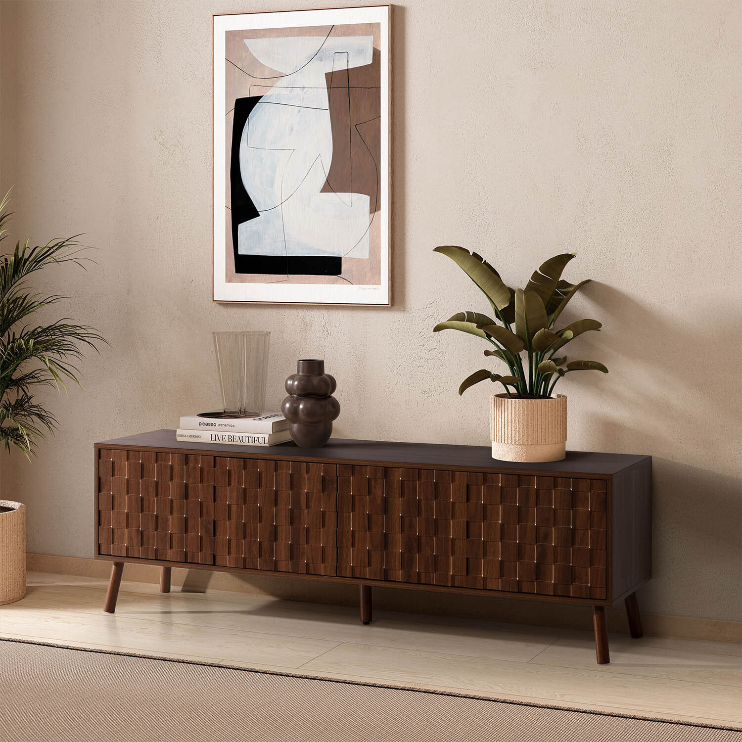 Mueble tv Canadá 4 puertas efecto Nogal