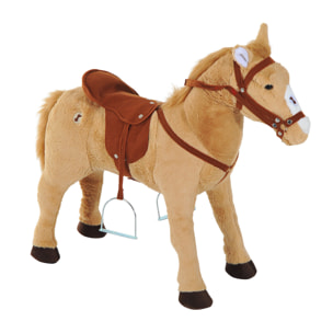 Caballo de Juguete para Niños de +3 Años Caballo de Juguete con Sonidos y Estructura de Metal Carga 60kg 85x28x60 cm Beige