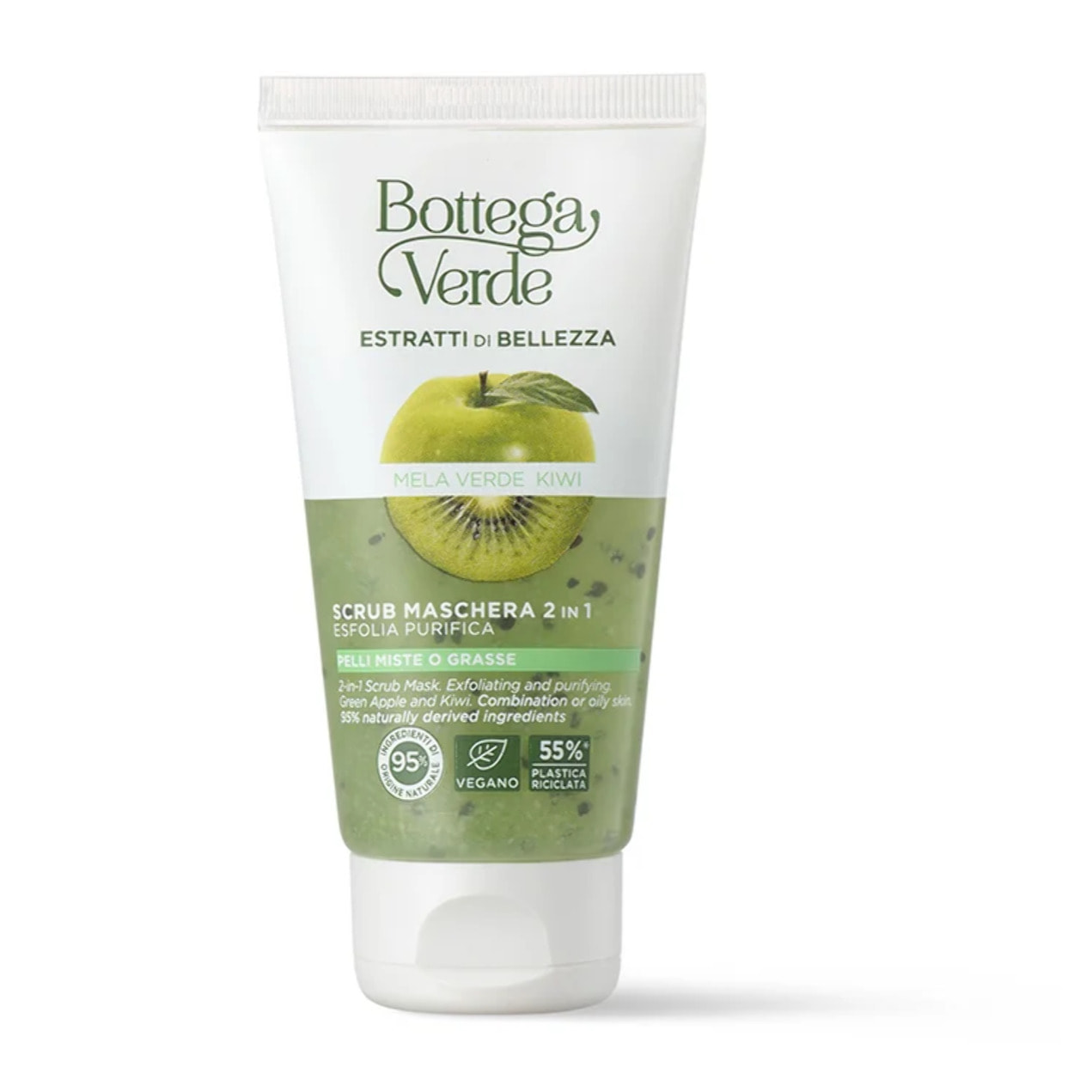 Estratti di bellezza - Scrub - Maschera 2 in 1 - Mela verde e Kiwi - esfolia purifica - pelli miste o grasse (75 ml)