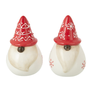 J-Line set moulin sel et poivre Père Noël Dolomie - céramique - blanc/rouge -  2 pièces