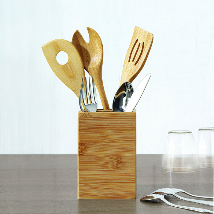 Pot à ustensiles 2 compartiments Bambou