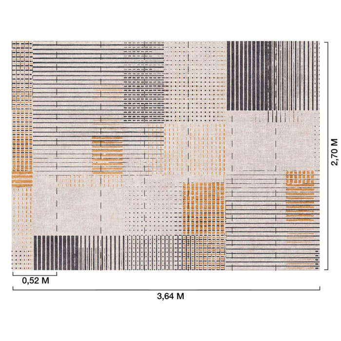 Papier peint graphique lignes modernes beige et noir Intissé