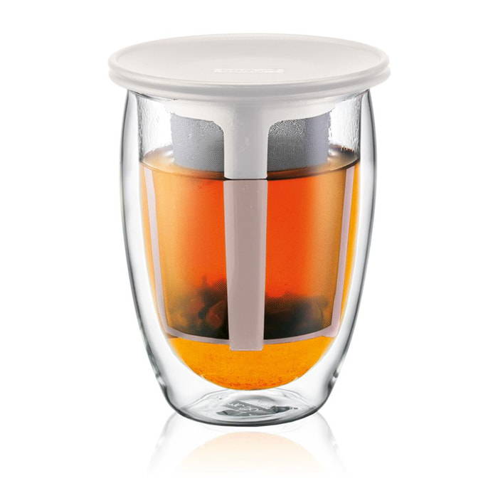 TEA FOR ONE: Verre double paroi, 0.35l, avec filtre infuseur en plastique 0.35 L