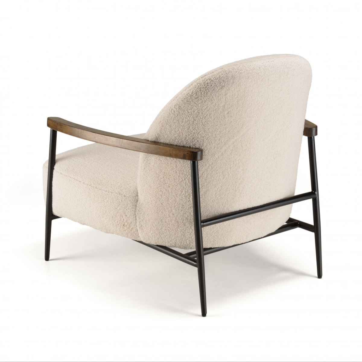 GASTON - Fauteuil tissu bouclette écru structure métallique