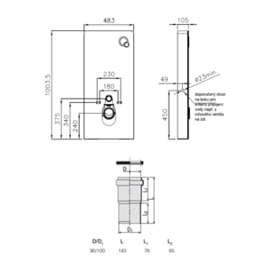 Glass bâti-support pour WC suspendu, hauteur 100,3 cm, double chasse 3/6 L, noir (SATAMGBL-FR)