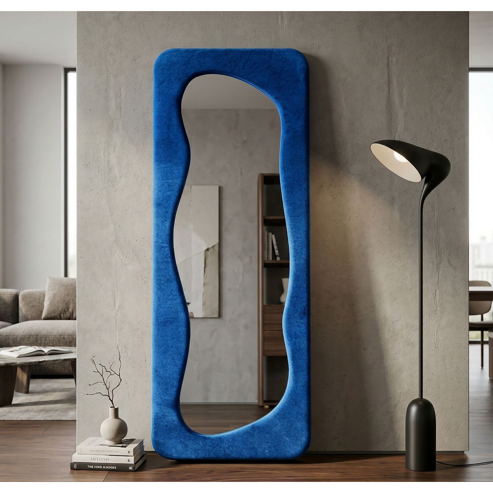 SPECCHIO DA MURO THEODOR BLU CM 60X4X160