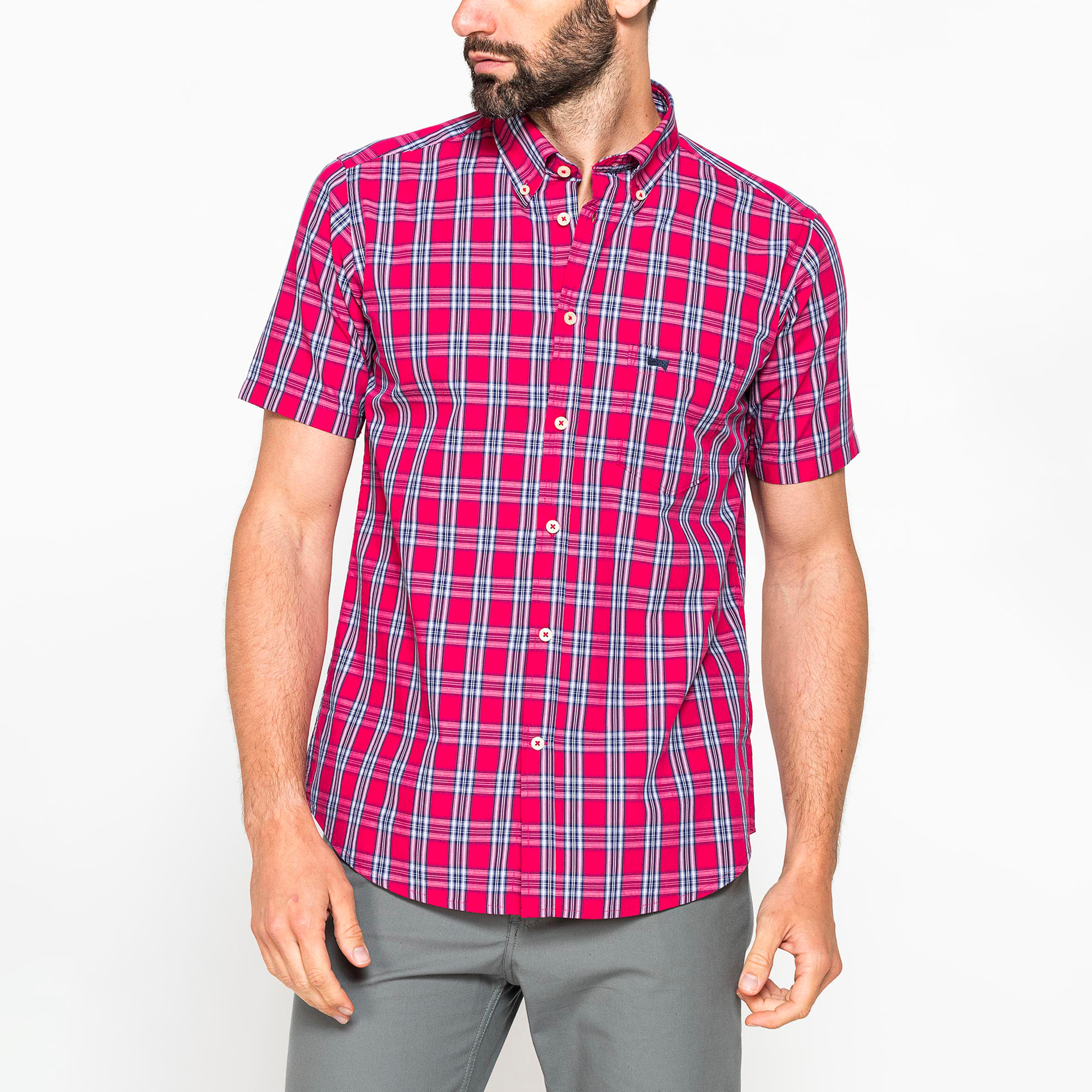 CAMICIA A MANICA CORTA IN COTONE CON FANTASIA