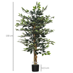 Arbre artificiel plante artificiel ficus banian hauteur 1,3 m tronc branches liane lichen feuilles grand réalisme pot inclus