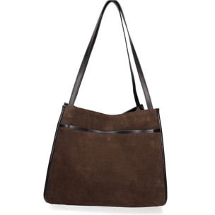 Borsa a spalla da donna Made in Italy - Modello Seraphina Elite - Pelle scamosciata - 35.0 x 35.0 x 16.0 cm