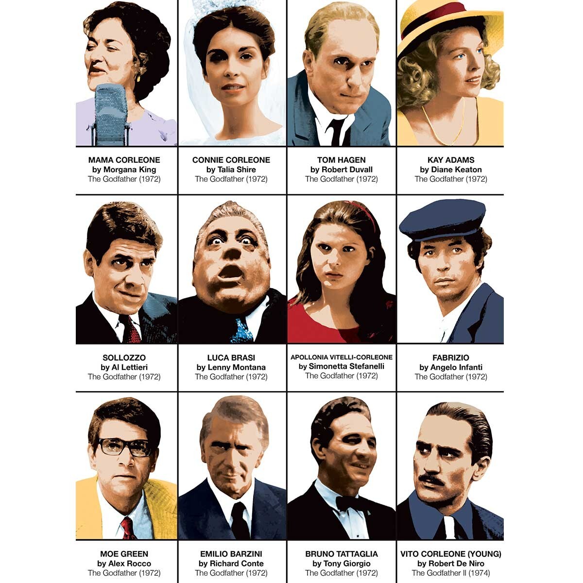 Affiche - The Godfather Characters - Olivier Bourdereau