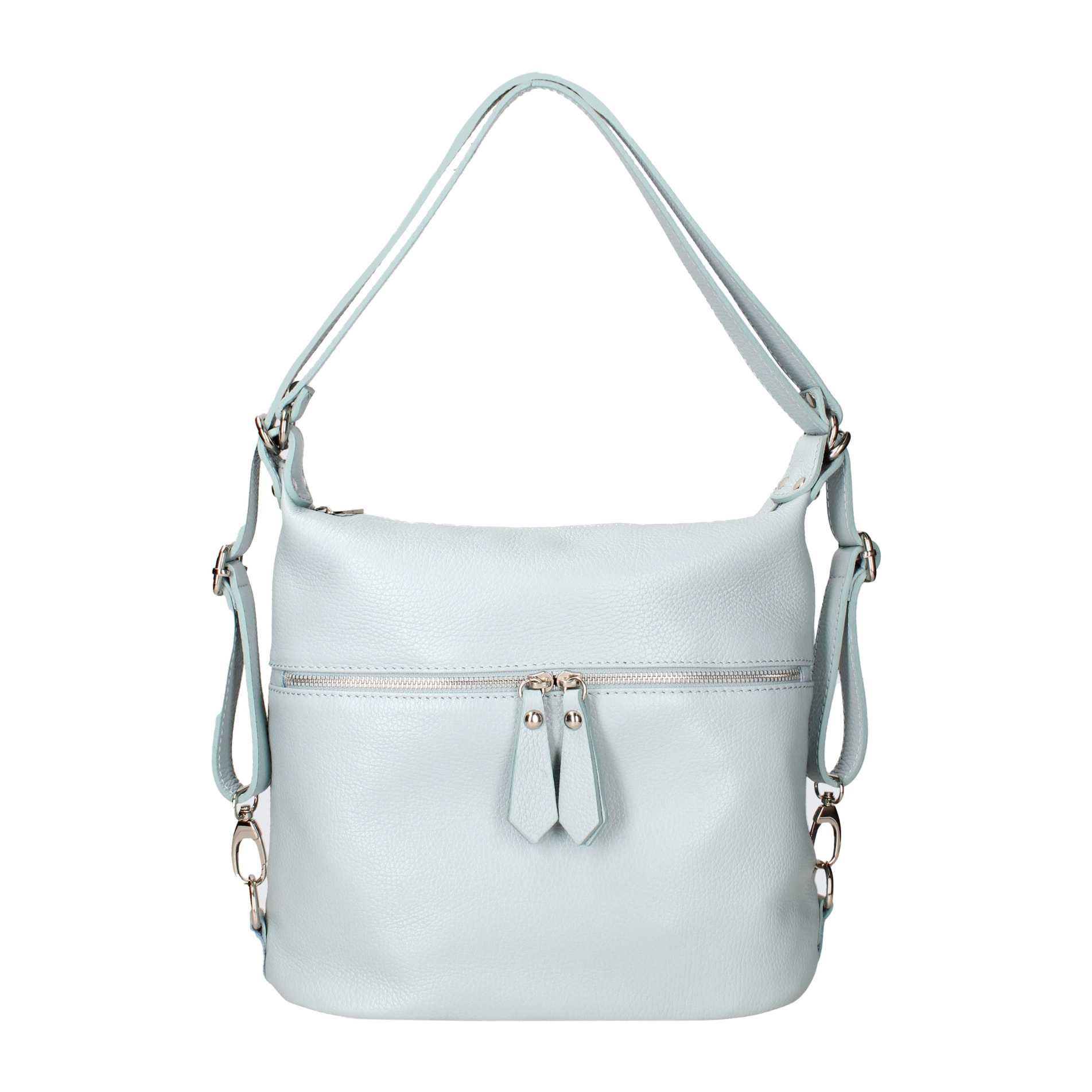 Borsa a spalla convertibile in zaino Bianca da donna In Vera pelle Made in Italy 30x26x9 cm