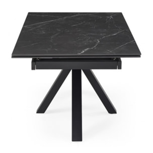 Table extensible en céramique marbré noir L160/240cm - 9 piètements - UNIK