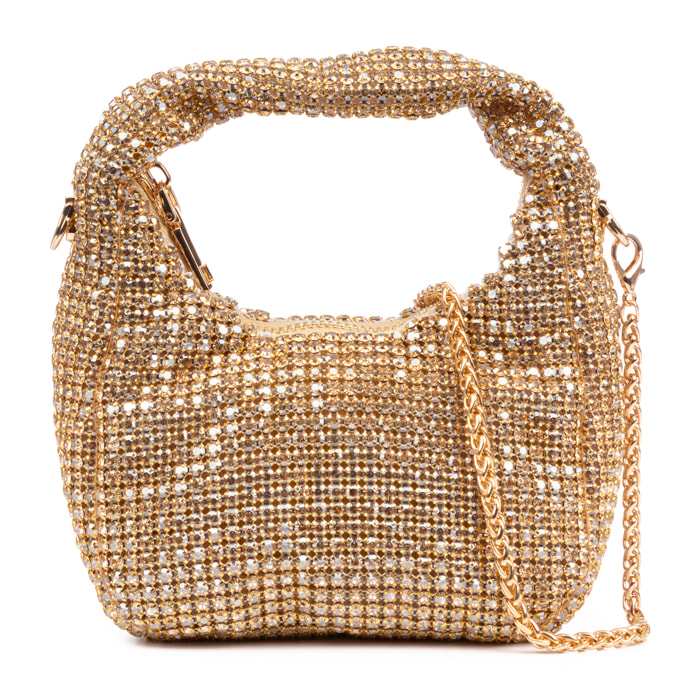 Baganza bolso de mano de fiesta con pedrería de circonitas grado 5A, diseño diamante efecto brillante.