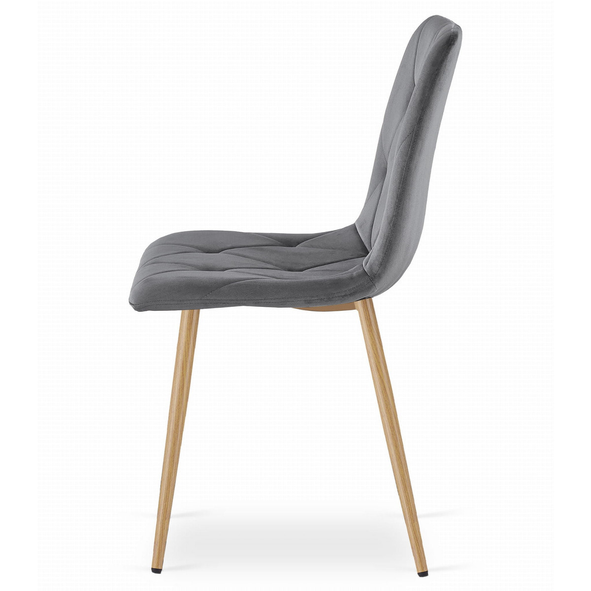 Sedia Libra in Velluto Grigio Scuro con Gambe Effetto Legno