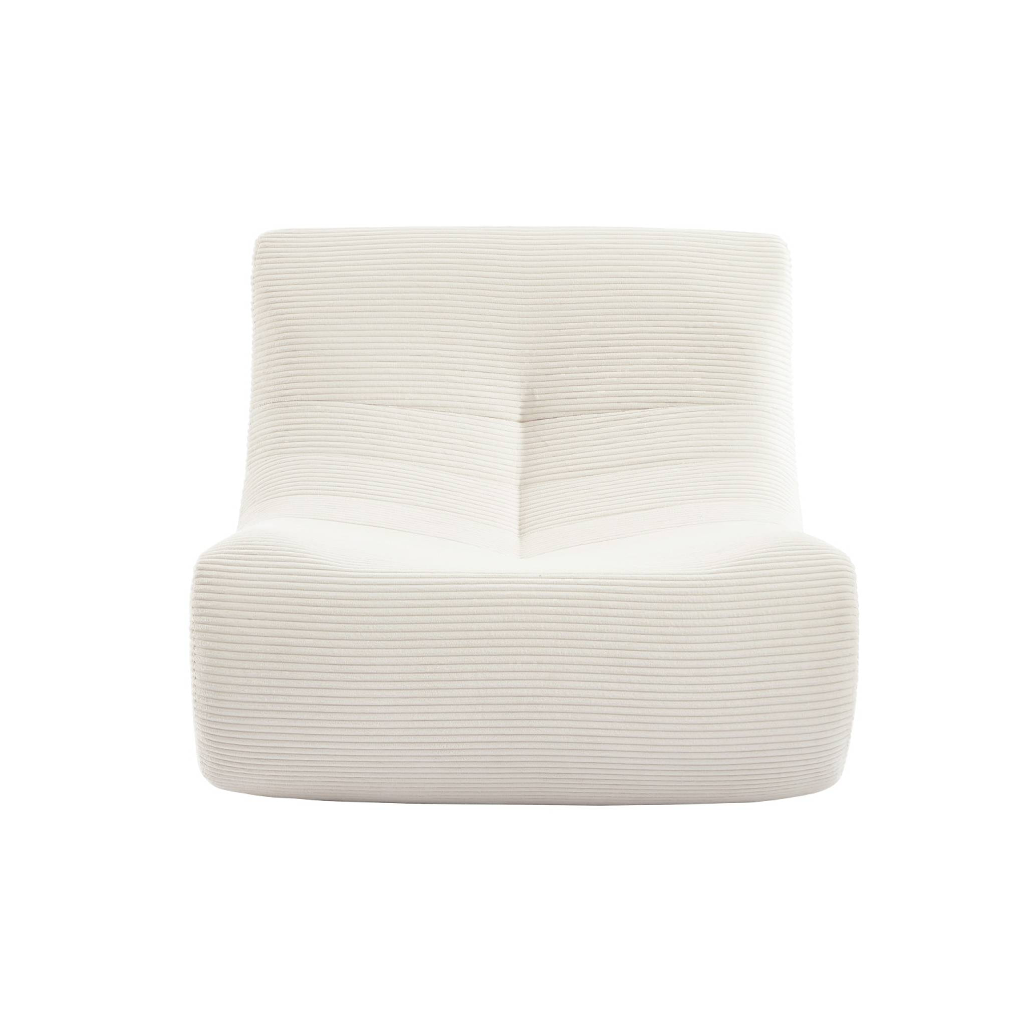 Chauffeuse velours côtelé 3 places crème L 91 x P 105 x H 72 cm - SOKOL