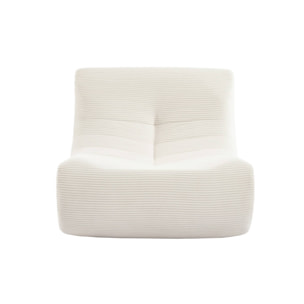 Chauffeuse velours côtelé 3 places crème L 91 x P 105 x H 72 cm - SOKOL