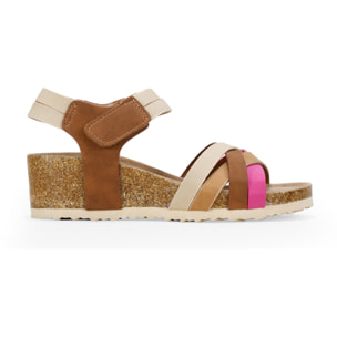 Sandalias marrones con cuña de corcho