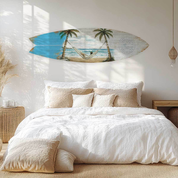 Planche de surf deco Sieste sous les cocotiers Tableau alu Dibond