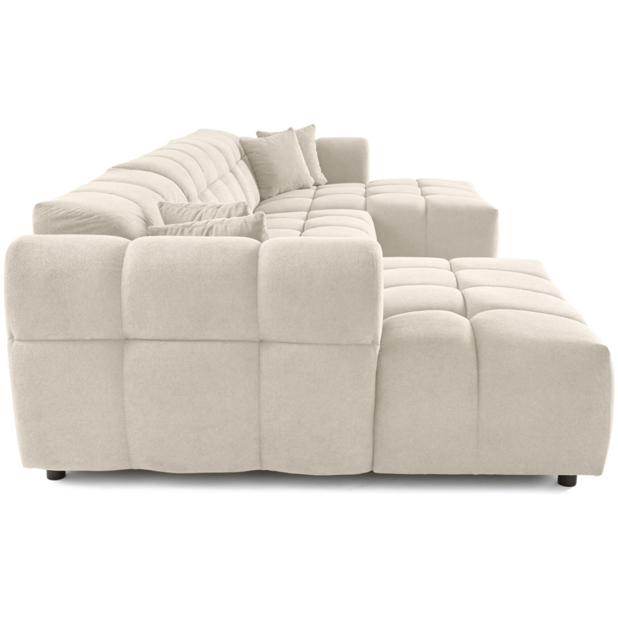 Ray - canapé panoramique en U 7 places en tissu texturé - Beige