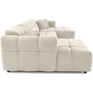 Ray - canapé panoramique en U 7 places en tissu texturé - Beige