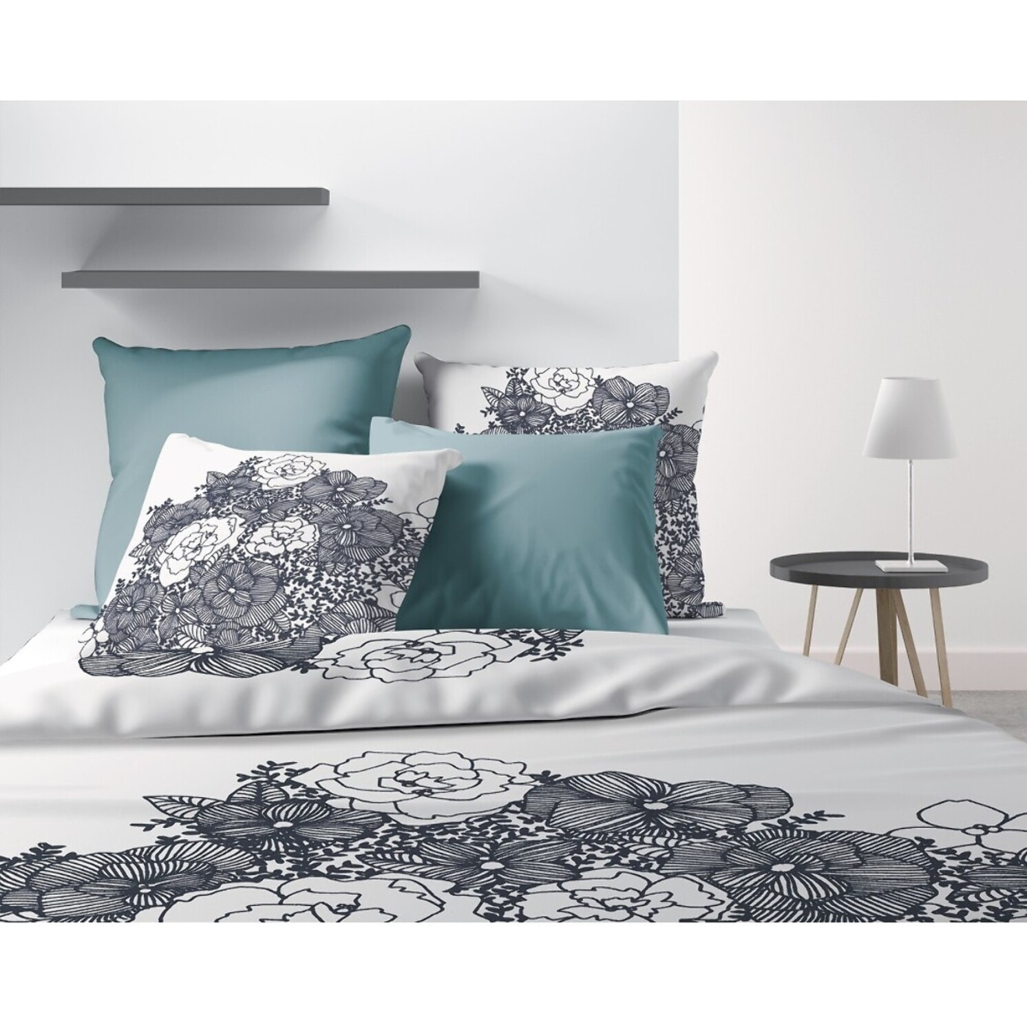 Parure De Couette 3pcs avec Taies oreiller 100% Coton Bio 47 Fils/cm2- Avec Amour