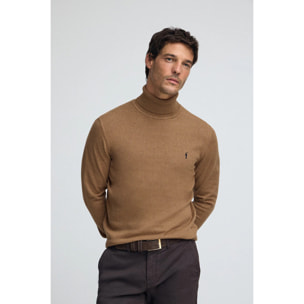 Jersey camel vigoré de cuello vuelto y mezcla de lana con bordado Rigby Go