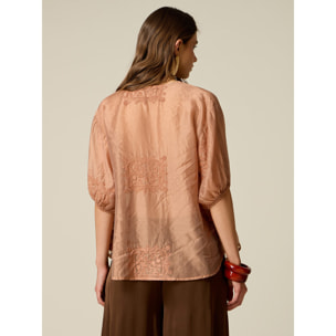 Oltre - Blusa ricamata con maniche a palloncino - Rosa