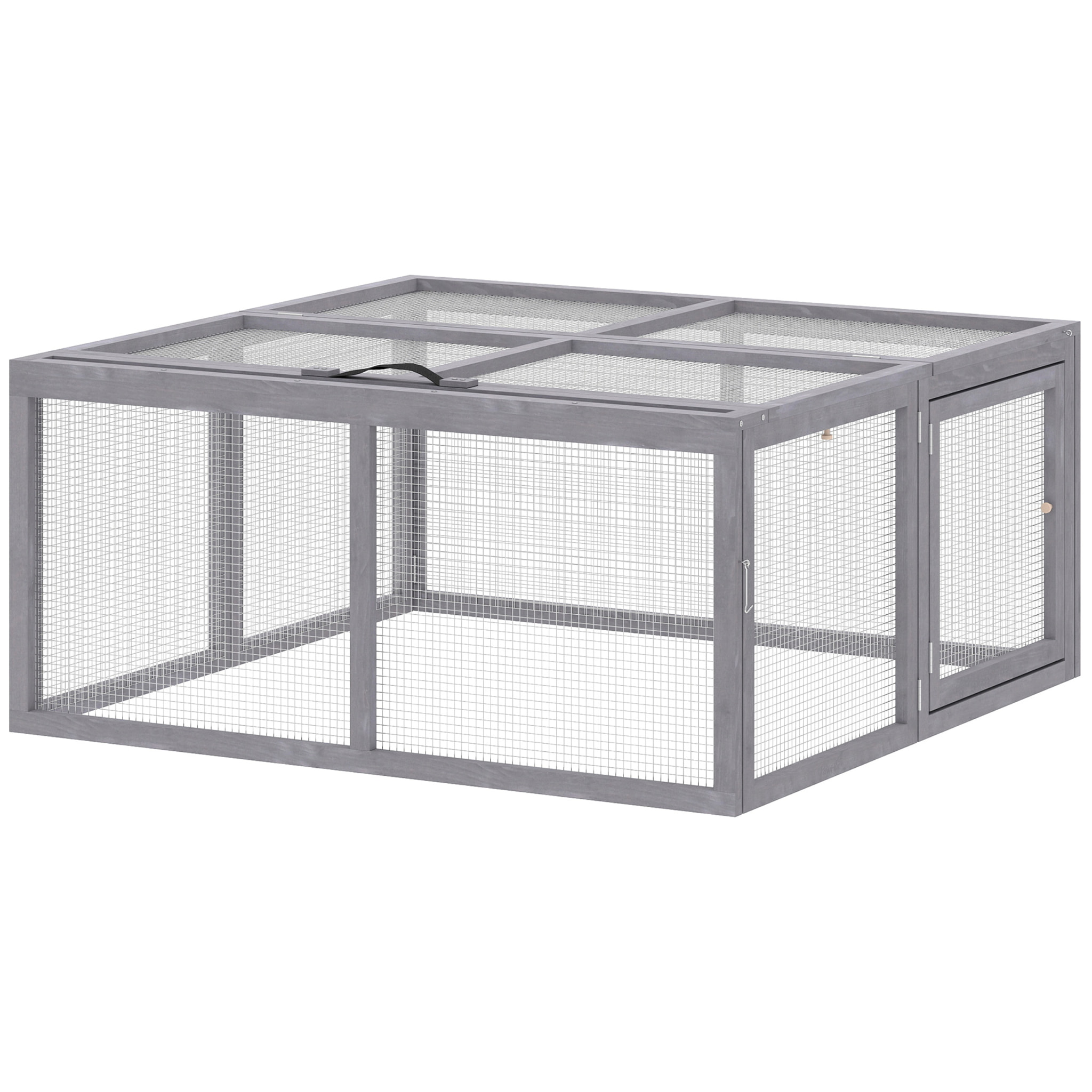 Clapier bois pliable portable - cage à lapin enclos 1,2m² - gris