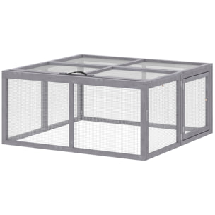 Clapier bois pliable portable - cage à lapin enclos 1,2m² - gris