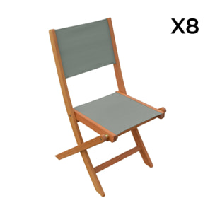 Table de jardin extensible bois d'eucalyptus + 8 assises ARBO + ALMERIA