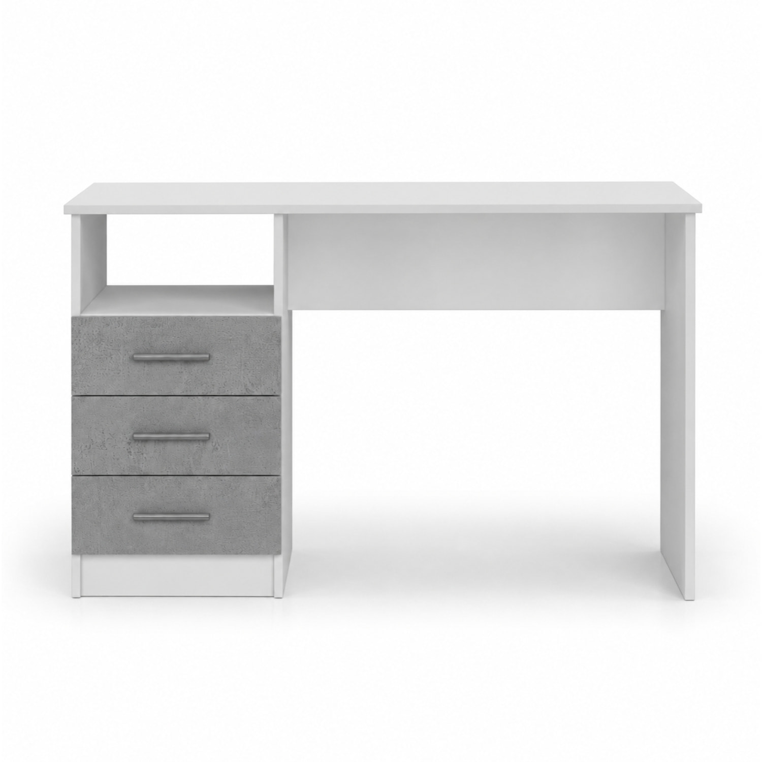 Scrivania Scrittoio Salvaspazio Con Cassetti Mobile Desk Postazione Pc Studio Ufficio Soggiorno Sala Pranzo 120 x 72 x 48 Cm Bianco Grigio Cemento