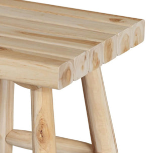 Tabouret de jardin carré en bois de teck brut H40 cm - Makam