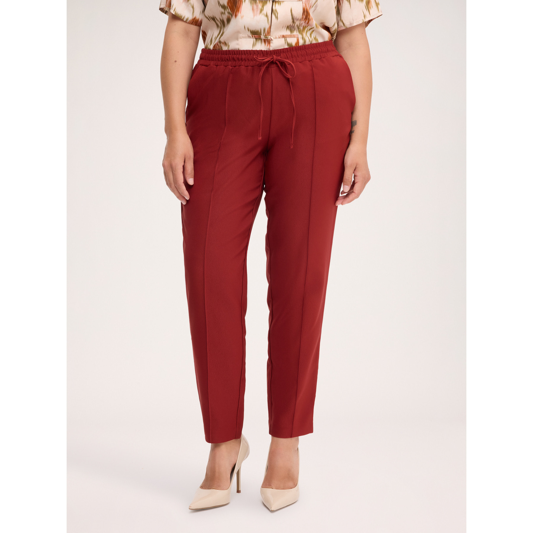 Fiorella Rubino - Pantaloni gamba dritta con coulisse - Marrone