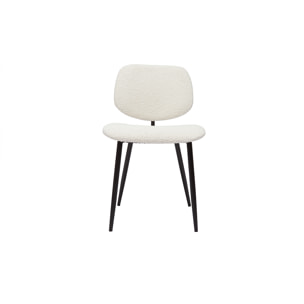 Chaises en tissu effet laine bouclée blanc et métal noir (lot de 2) TOBIAS