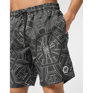 PHILIPP PLEIN Swim Trunks HEXAGON MONOGRAM
