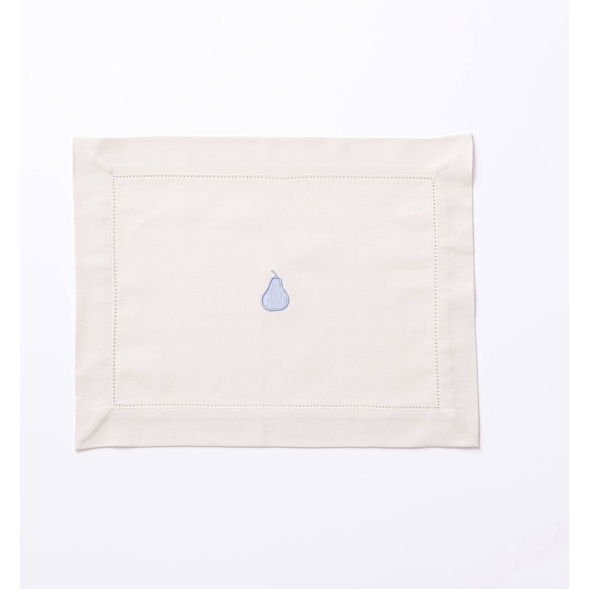 Juego de 4 manteles individuales 45x35cm 180gsm en algodón crema con pera azul benetton