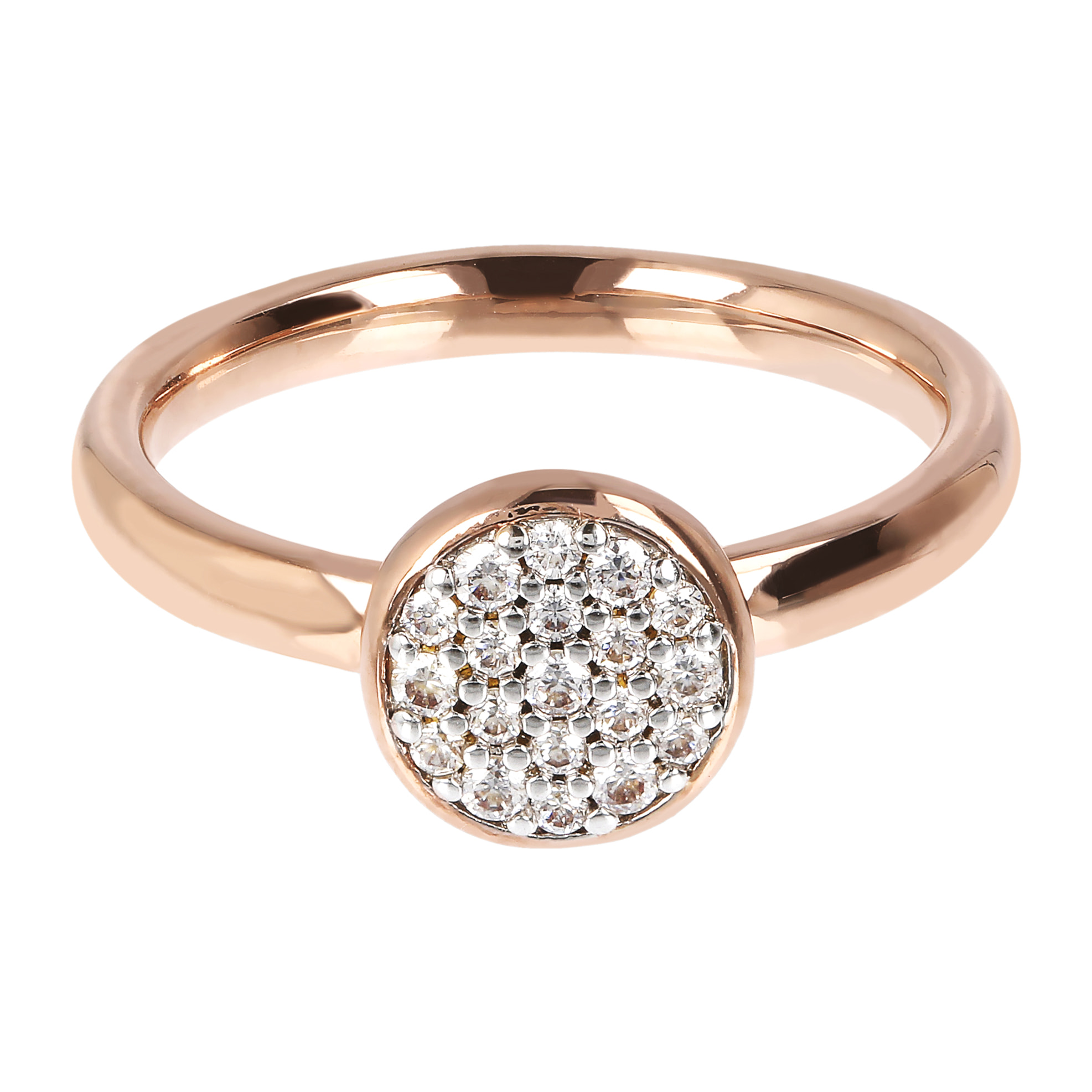 Anello Tondo Pavé in Golden Rosé con Cubic Zirconia Placcato Oro Rosa 18k