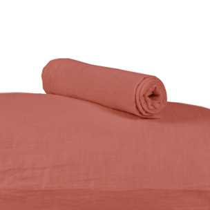 Lot 2 taies d'oreiller gaze de coton Terracota - LOUISE