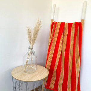Serviette de plage éponge velours Jacquard - Milonga M Orange - 70x140cm - 400g/m²