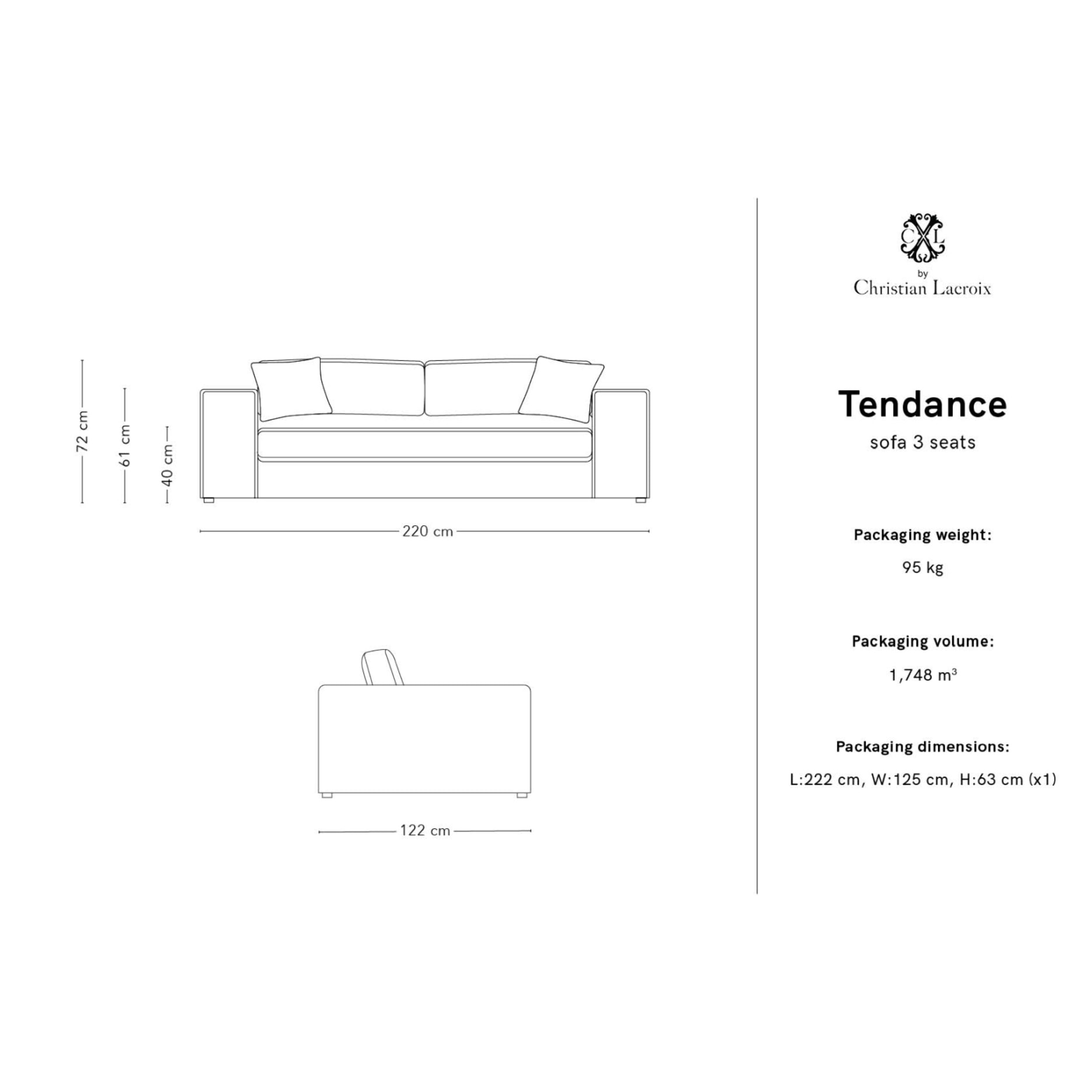 Canapé "Tendance" 3 places en tissu structurel marron clair