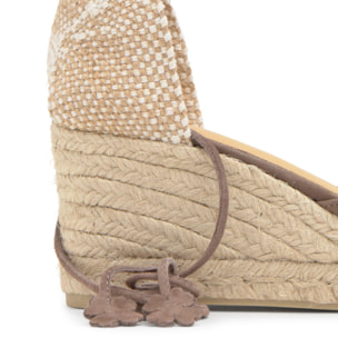 Alpargata de cuña 6 cm en ante con tiras trébol