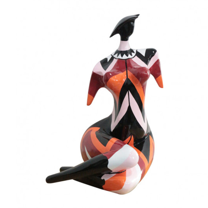 Statue femme assise multicolore en résine H47cm - ARMILLE