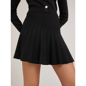 Motivi - Falda corta de punto plisada - Negro