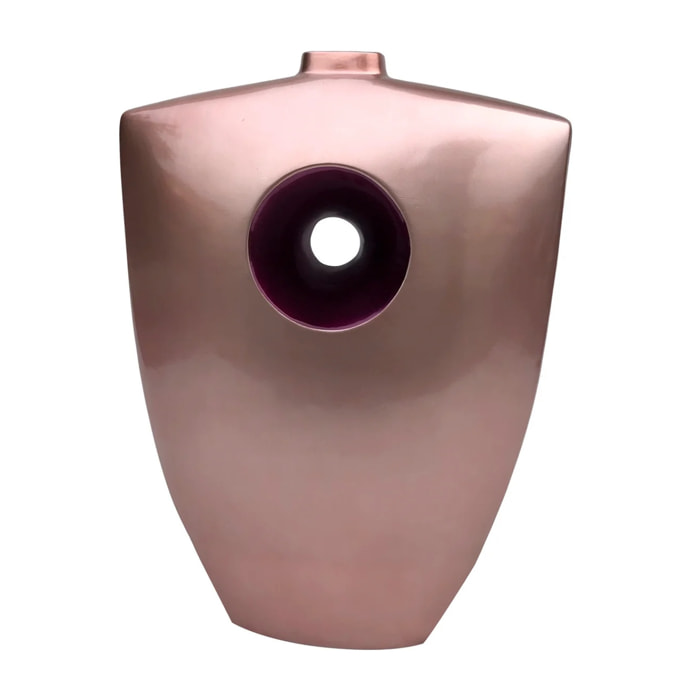 Florero Ceramica Lacada Rosa Morado 32x13x45 Cm
