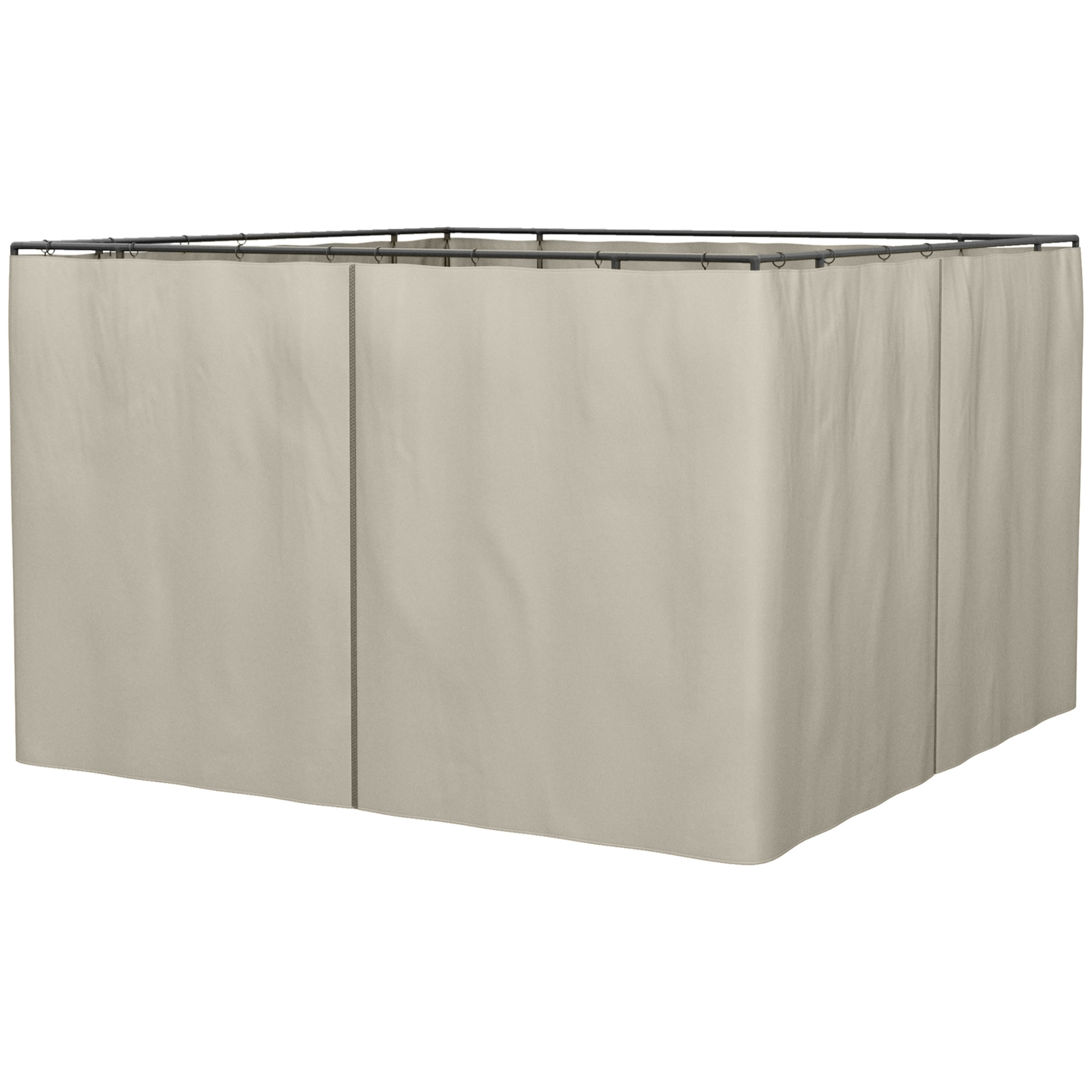 Outsunny 4 Paredes Laterales para Cenador 302x205 cm Laterales para Gazebo Universal con 40 Ganchos y Anillos en C para Pérgola Carpa Beige