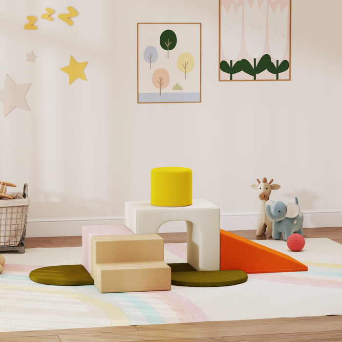 Parcours motricité bébé 8 pièces mousse EPE déhoussable tissu multicolore