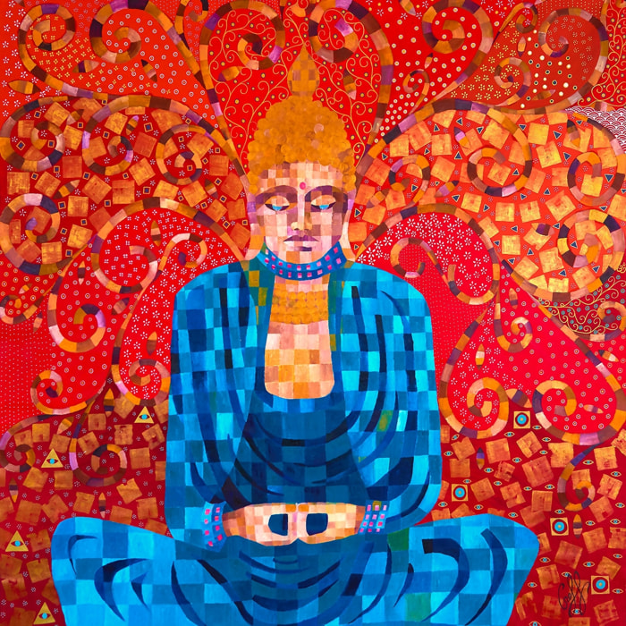 Tableau voyage en terre de bouddha Toile imprimée